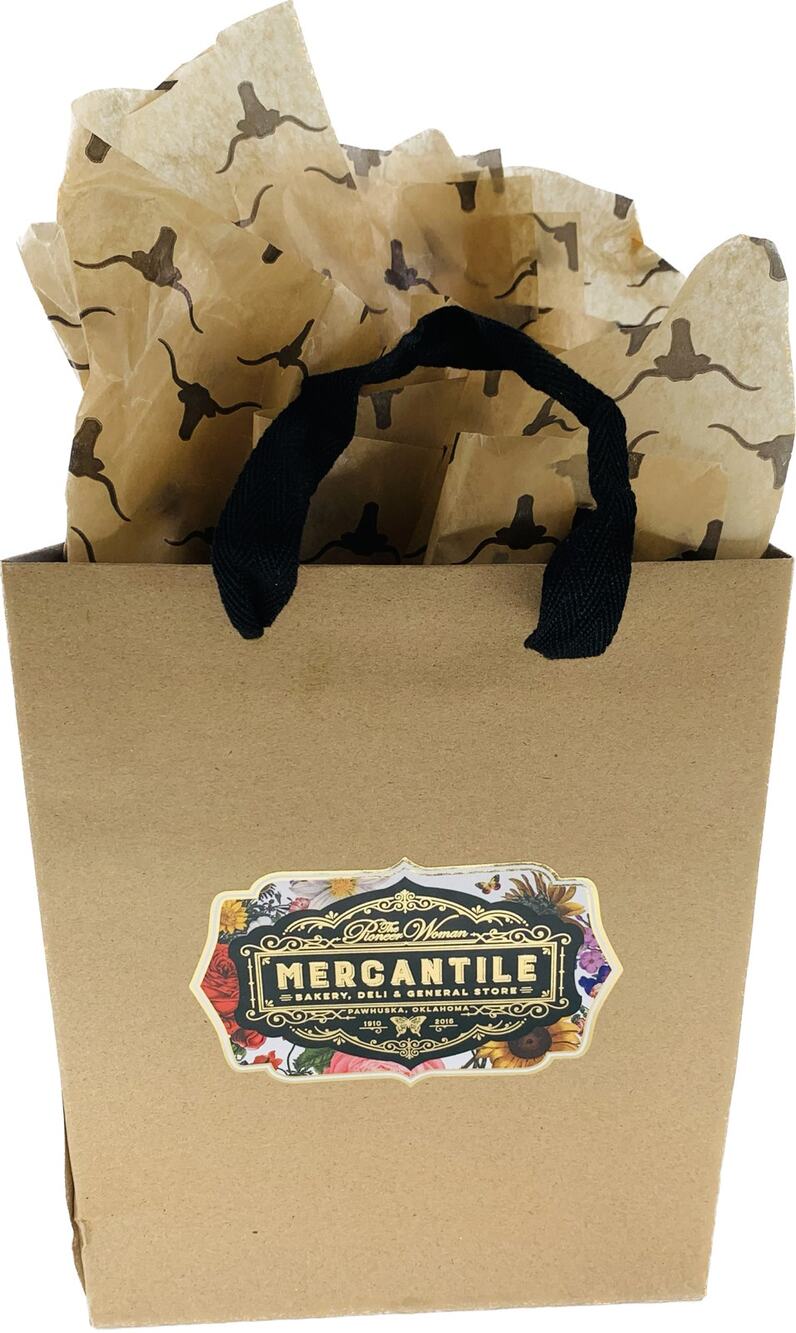 Pioneer Woman Bag Gift Shopping Brown Tissue Paper Cattle Mercantile Handles